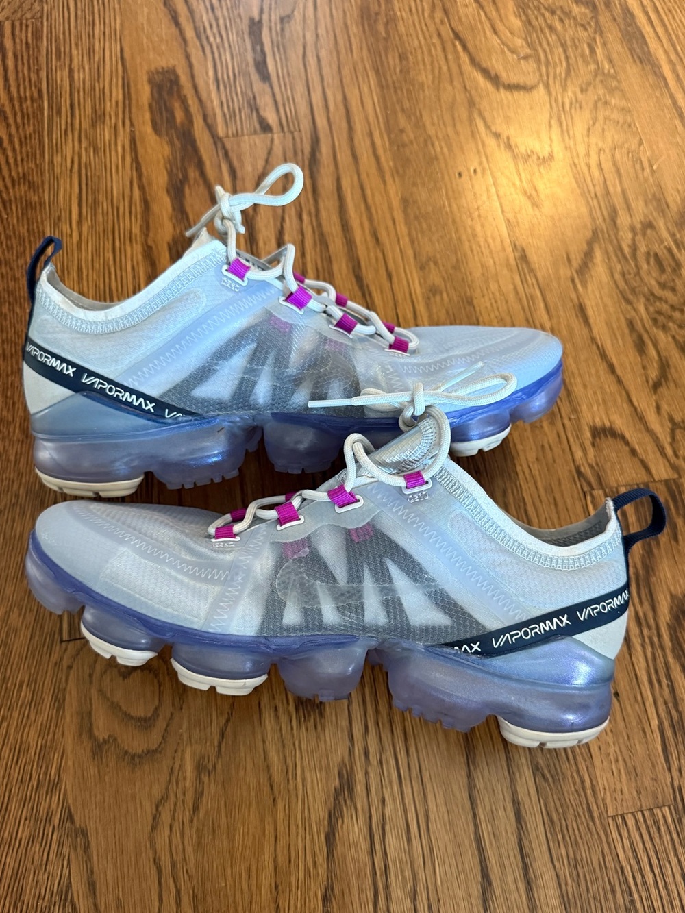 Nike VaporMax Translucent White Sneakers with Purple-Blue Vapor Sole